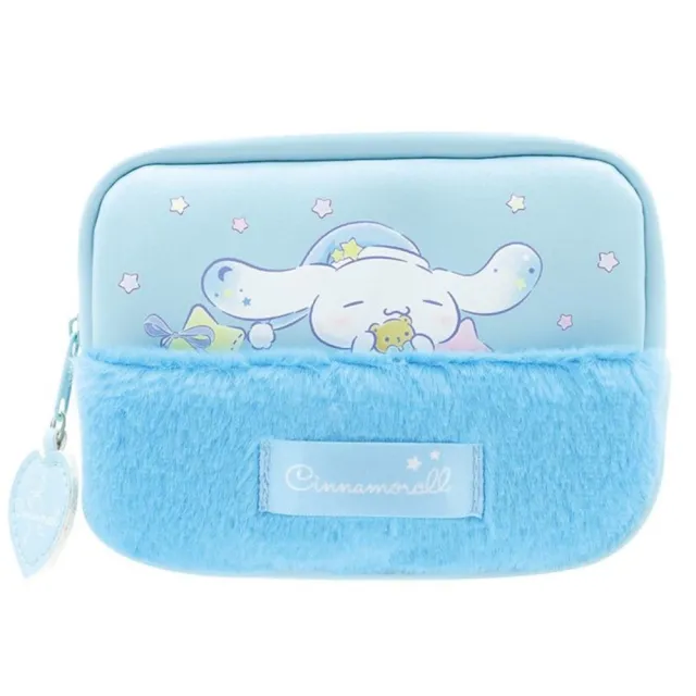 【小禮堂】雙11 Sanrio 三麗鷗 絨毛拼接化妝包 睡衣款 Kitty 大耳狗 酷洛米(平輸品)