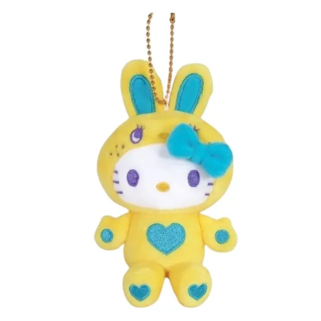 【小禮堂】雙11 Sanrio 三麗鷗 Hello Kitty 絨毛玩偶吊飾 黃兔裝 變裝50週年(平輸品)