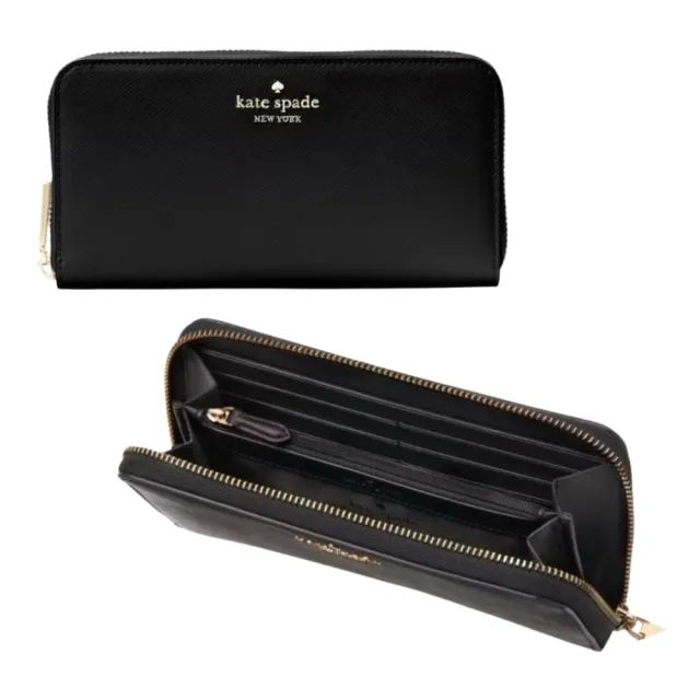 【KATE SPADE】金標防刮皮革長夾-氣質黑(ks 黑色 KI364 女夾 女皮夾 女用皮夾)