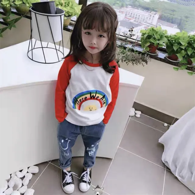 【安朵童舖】現貨韓版兒童薄款長袖上衣女童打底上衣男童印花長袖T恤打底衛衣(010/22)