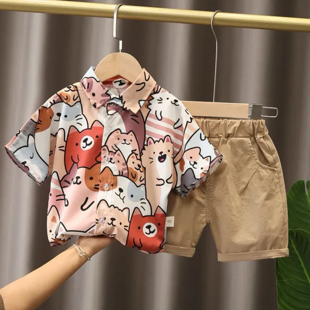 【安朵童舖】現貨韓版polo襯衫上衣短褲兒童兩件式套裝男童衣服褲子男孩短袖套裝(04/016/30)
