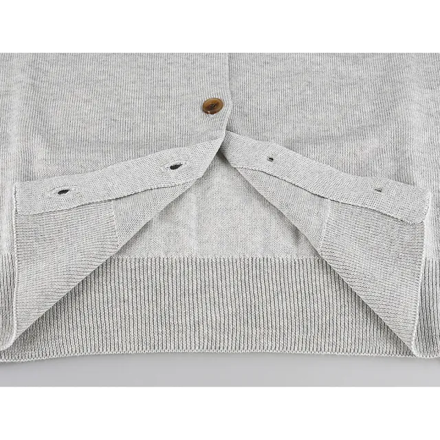 【Maison Kitsune】MAISON KITSUNE狐狸頭LOGO羊毛6鈕釦長袖圓領開襟衫(女款/淺灰)