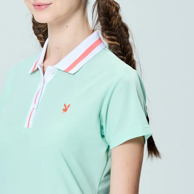 【PLAYBOY GOLF】女款後背櫻桃抗UV短袖POLO衫-綠(吸濕排汗/高爾夫球衫/KA25117-43)