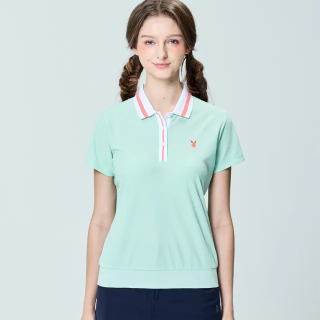【PLAYBOY GOLF】女款後背櫻桃抗UV短袖POLO衫-綠(吸濕排汗/高爾夫球衫/KA25117-43)