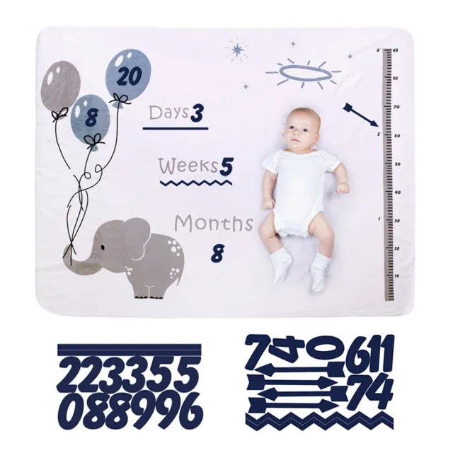 【Kori Deer 可莉鹿】彌月禮盒組-法蘭絨嬰兒童成長紀錄日期毯(嬰兒里程碑毯安撫毯包巾拍照背景毛毯空調毯)