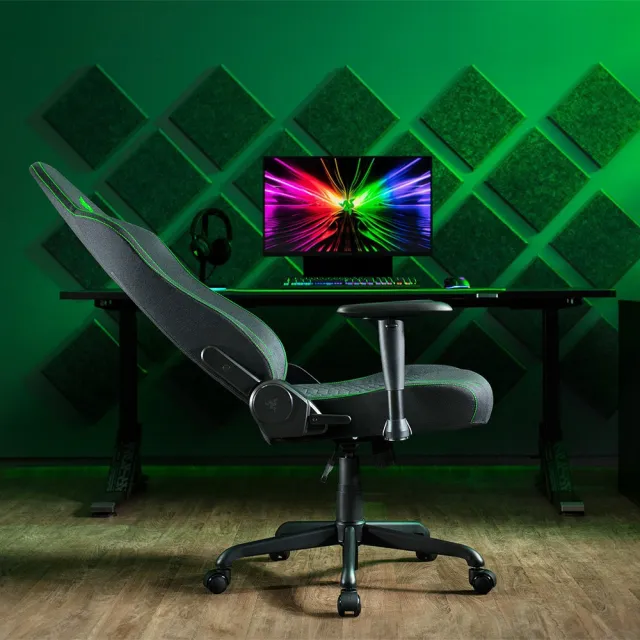 【Razer 雷蛇】ISKUR V2 X 人體工學 電競椅/電腦椅/椅子(黑綠/需自行組裝)(魔物獵人適用)