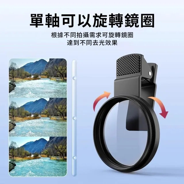 【YUNMI】618特惠 手機攝影偏振鏡 52MM CPL偏光鏡(消除反光 高清濾鏡 拍照神器)