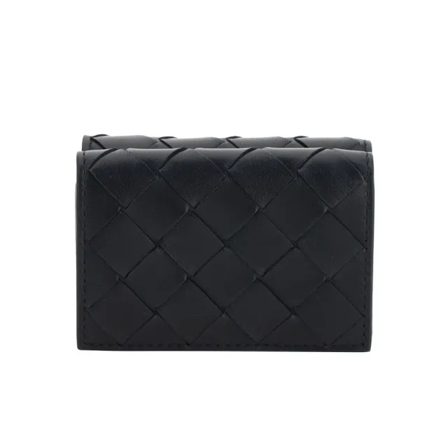 【BOTTEGA VENETA 寶緹嘉】BV Intrecciato Tiny Tri-Fold 三折 經典編織 羊皮 卡夾 短夾 皮夾 黑色 751156