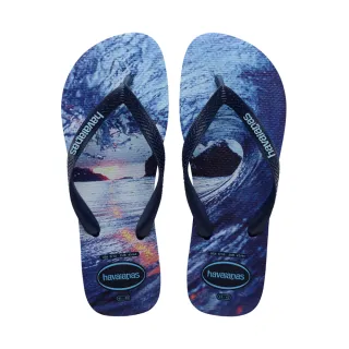 【havaianas 哈瓦仕】拖鞋 男鞋 夾腳拖 風景 海浪 浪花 Hype 藍 4127920-6195M(哈瓦士)