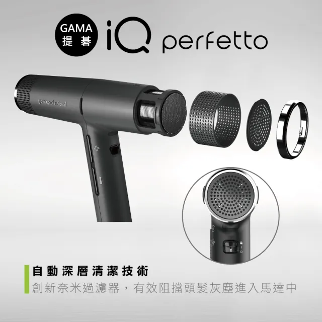 【iQ perfetto】義大利智慧吹風機(專業全配組-曜石黑)