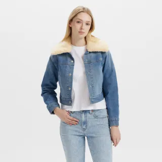 【LEVIS 官方旗艦】女款 毛領短版外套 可拆式衣領 牛仔外套 熱賣單品 001CJ-0000