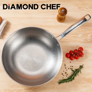 【DIAMOND CHEF】純鈦輕量不沾鍋/炒鍋32CM(鈦鍋/附可站立鍋蓋/不挑爐具)