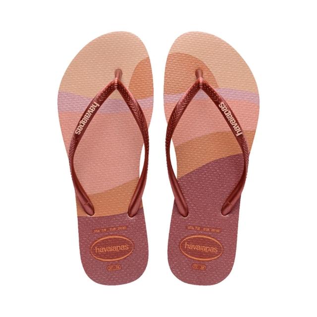 【havaianas 哈瓦仕】拖鞋 女鞋 夾腳拖 炫亮 Slim Palette Glow 玫瑰金 4145766-0076W(哈瓦士)