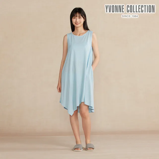 【YVONNE 以旺傢飾】竹纖維點點無袖洋裝-春日藍