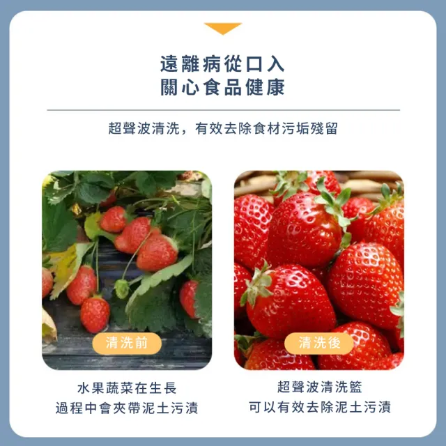 【Mass】大容量超聲波洗菜籃 果蔬清洗神器 高效去污(殺菌抑菌/節水環保/廚房必備/健康洗淨/蔬果清洗)