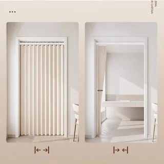 【SUNLY】純色加厚仿亞麻長門簾 折疊雙側磁吸扣門簾 隔斷簾 拉簾 風水簾(寬80*高200公分 免打孔)