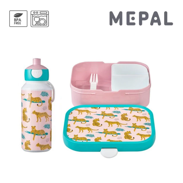 【MEPAL】兒童水壺餐盒組-原野花豹