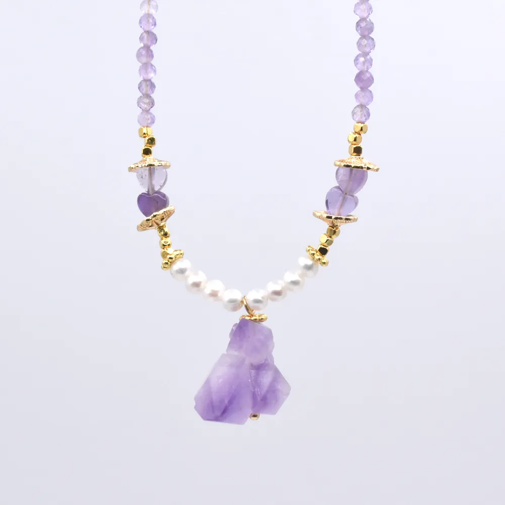 【鑫運來】◎典雅紫水晶原礦項鍊(N22)