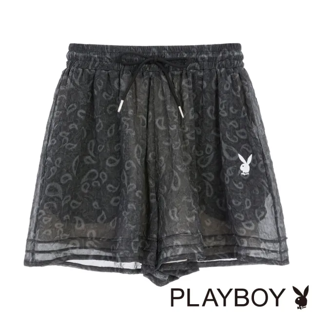 【PLAYBOY】立體圈花雪紡褲裙(黑色)