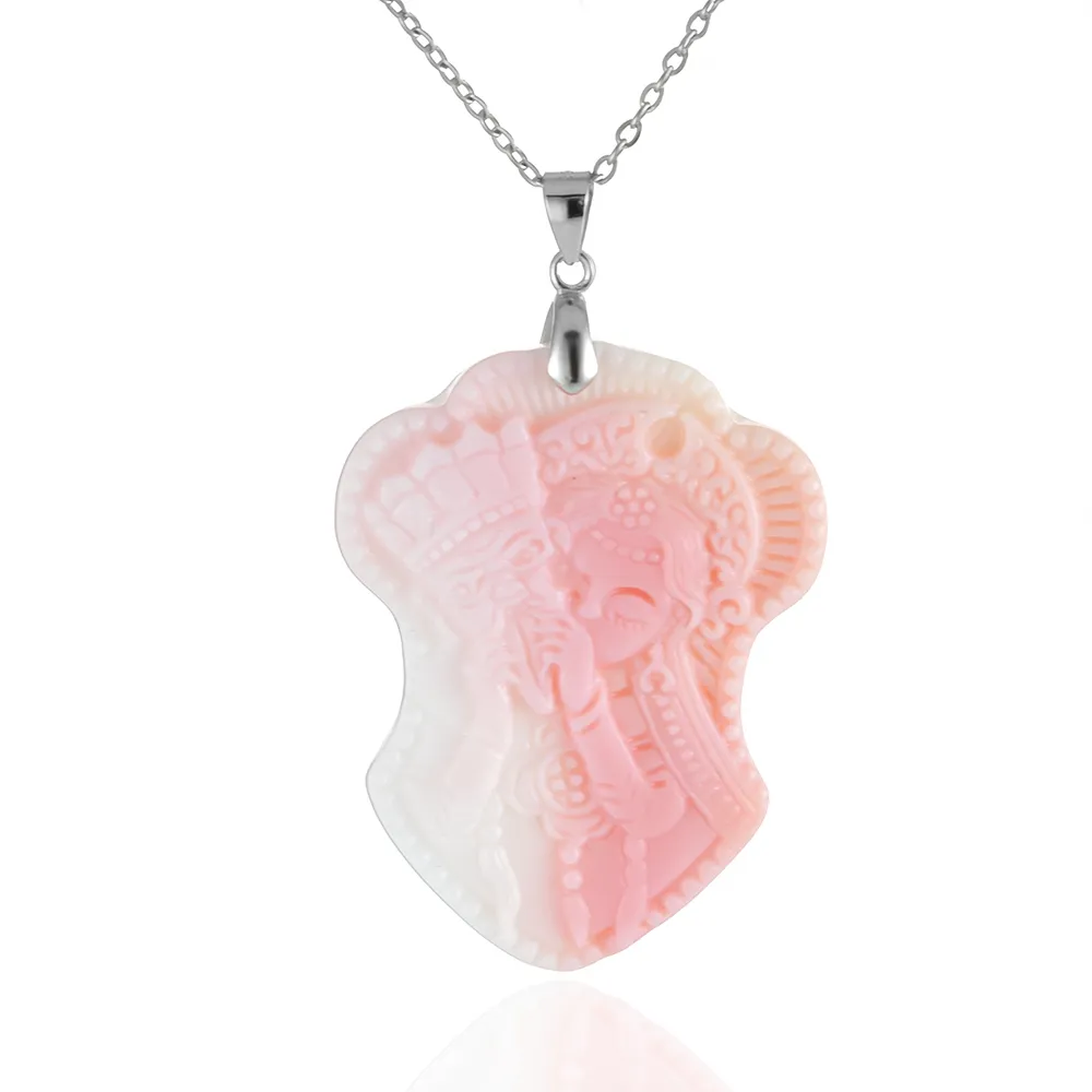 【Woogie武吉珠寶】天然粉嫩女王貝雕刻項鍊(扎基拉姆)