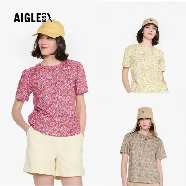 【AIGLE】女 LIBERTY有機棉風格短袖罩衫｜AG-FAV03(LIBERTY 女襯衫 有機棉 罩衫)