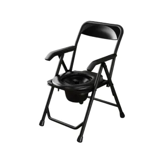 【May Shop】行動不便老人可摺疊馬桶椅黑色/鋁合金 露營馬桶座 行動馬桶(戶外方便入廁)