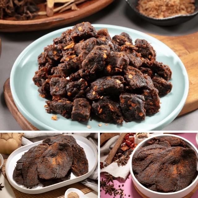 【萬味軒肉乾】犇FUN自由組合A(蔥燒牛肉角250g+五香牛肉乾250g+黑胡椒牛肉乾250g)