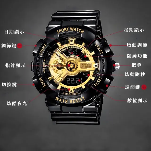 【酷帥錶帶】多功能潮流電子手錶(夜光錶 鬧鐘 日期 休閒錶 兒童錶 國中生 高中生 女錶 男錶 腕錶 運動)
