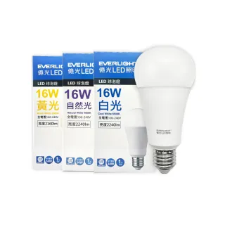 【Everlight 億光】10入組 LED燈泡 16W 全電壓 E27 戰鬥版 球泡燈(2025年最新款)