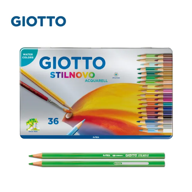 【GIOTTO】STILNOVO 水溶性彩色鉛筆-12色鐵盒|水性色鉛筆 不易斷芯