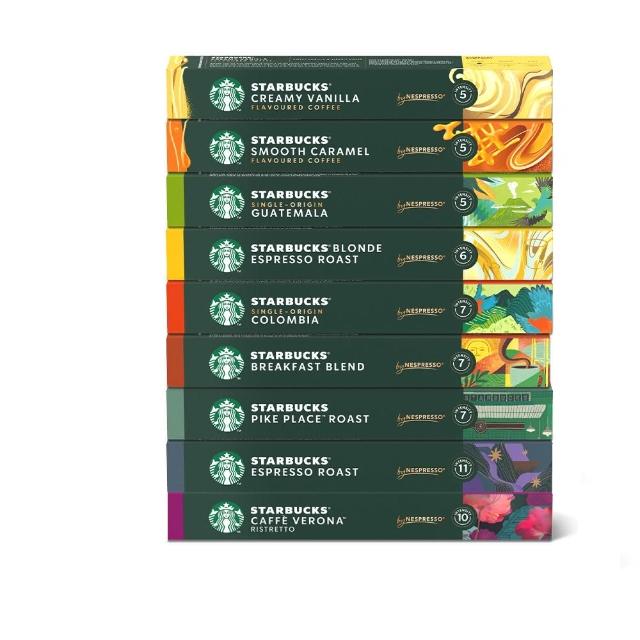 【STARBUCKS 星巴克】咖啡膠囊10顆/盒 任選 家常 派克 早餐 黃金 哥倫(適用於Nespresso膠囊咖啡機)