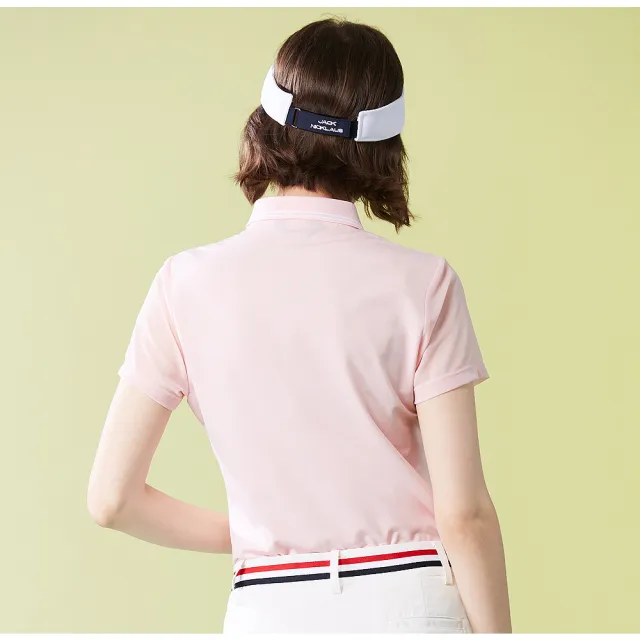 【Jack Nicklaus 金熊】GOLF女款吸濕排汗彈性素面POLO衫/高爾夫球衫(粉色)