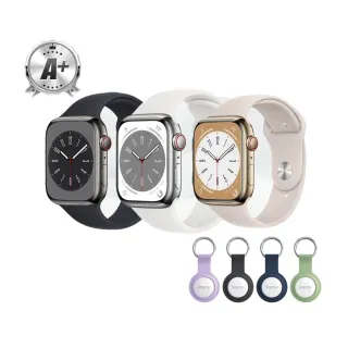 防丟追蹤器組【Apple】不鏽鋼A+級福利品 Apple Watch S8 GPS 41mm(不鏽鋼金屬錶殼運動型錶帶)