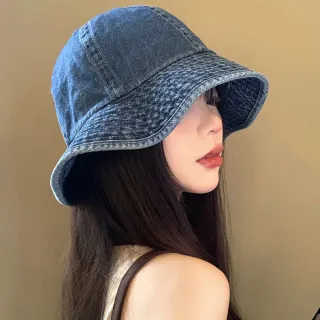 【LEESA】牛仔帽\漁夫帽\帽子\牛仔漁夫帽\日系帽子\大頭圍\遮陽帽\防曬帽\百搭\甜酷\男女通用\ 