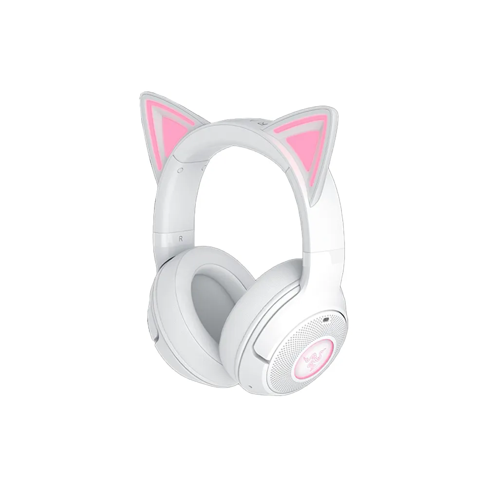 【Razer 雷蛇】北海巨妖  Kitty V2 BT 無線藍芽RGB遊戲耳麥-白色
