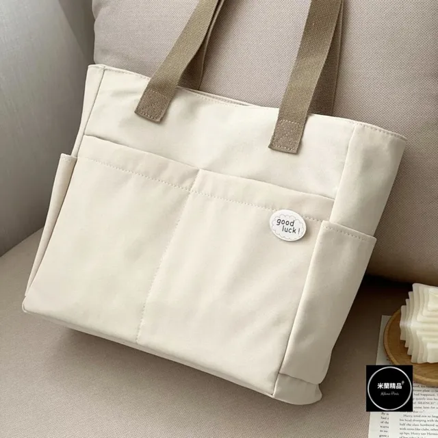 【米蘭精品】現貨+預購 帆布包肩背包托特包側背包單肩背包休閒隨身女包包(日系休閒簡約74jn3)