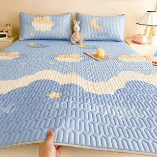 【Sleep Club】可水洗冰絲乳膠涼蓆組 附同款枕頭套(單/雙/加大任選 乳膠涼蓆 涼感墊 冰絲蓆)