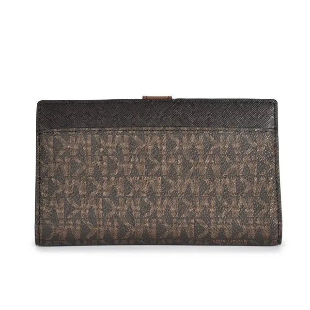 【Michael Kors】Greenwich皮革MK圓標LOGO薄型壓釦零錢卡片短夾(咖啡棕)