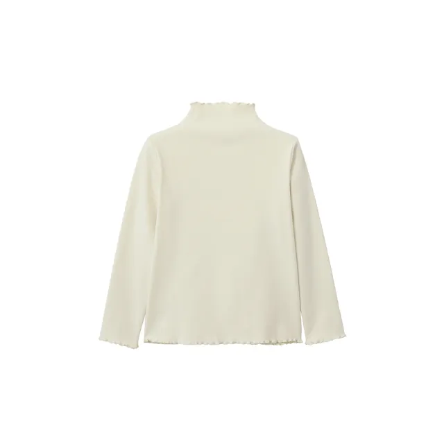 【GIORDANO 佐丹奴】童裝絨面木耳邊長袖上衣(98 蛋蜜乳白)