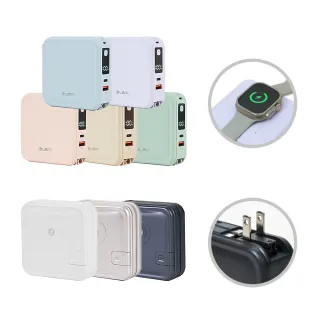 【LaPO】八合一 WT-08 10000mAh 雙孔輸出多功能無線充行動電源_37Wh_具Wh標示(自帶線/磁吸Apple Watch)