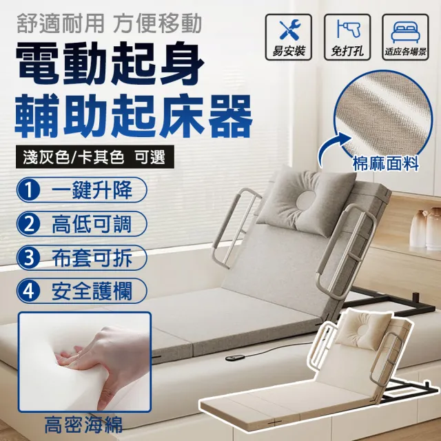 【雅蘭仕】電動起身器 老人起背墊 電動起背器(自動升降電動床墊/靠背助力器/帶扶手 長款)