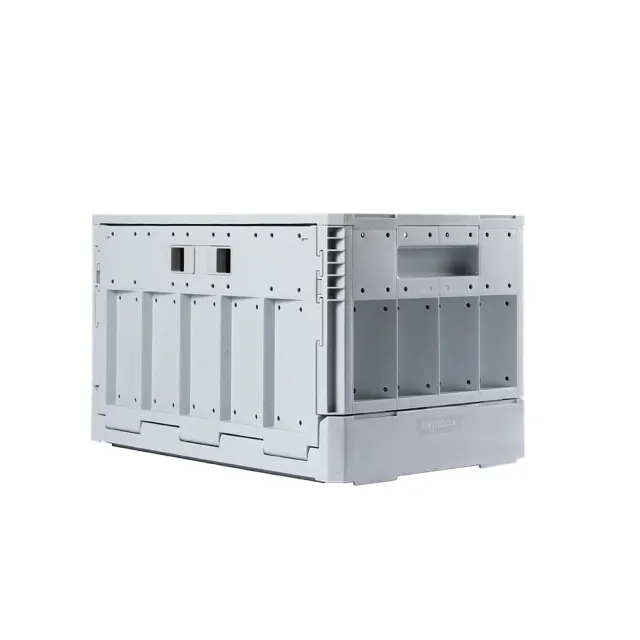【SHUTER 樹德】FB-5336DR 清水模摺疊收納箱/3入加木蓋加輪組(清水模收納箱3入組+木蓋+輪組)