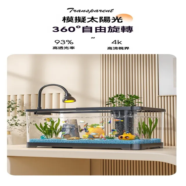 【闊庭寵物用品店】小型魚缸生態造景過濾製氧一體機金魚缸 預售12工作天(長49.5*寬21.5*高21.2 過濾套餐)