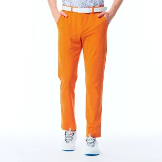 【KING GOLF】網路限定款-男款素面百搭彈力修身休閒長褲/高爾夫球長褲(橘色)