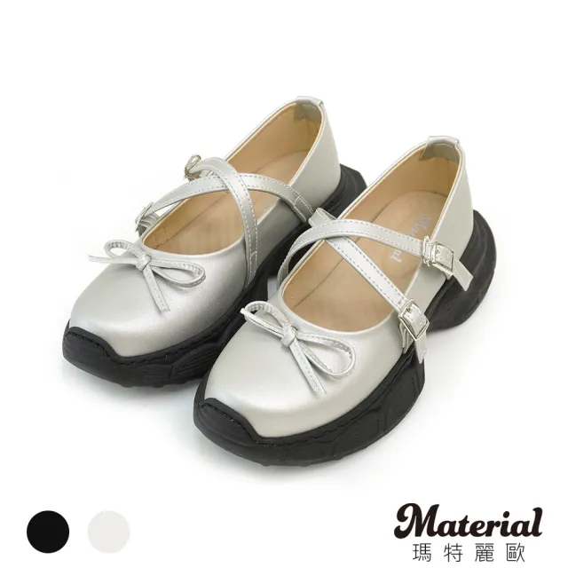【MATERIAL 瑪特麗歐】全尺碼23-27 女鞋 包鞋 MIT交叉厚底瑪莉珍鞋 T52302(休閒鞋)