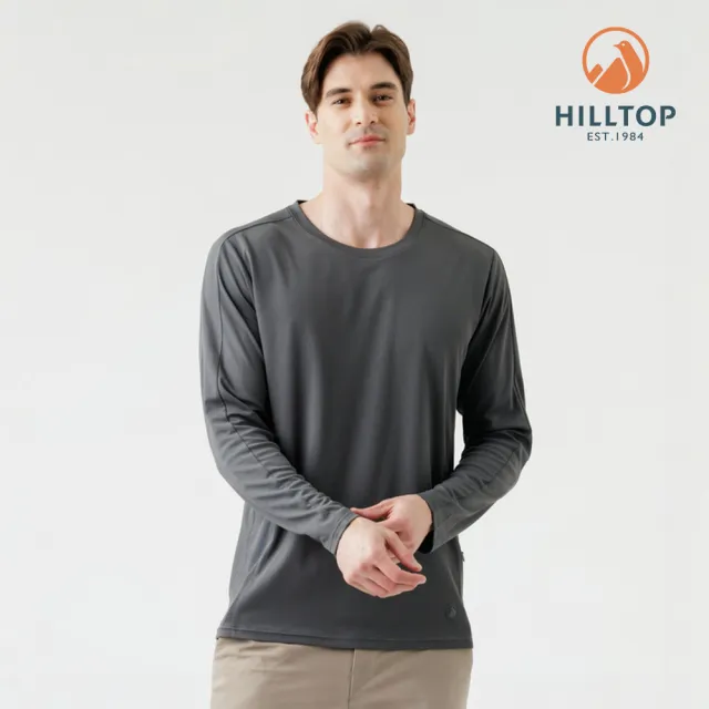 【Hilltop 山頂鳥】POLARTEC抗菌吸濕快乾輕量長袖針織上衣 男款 深灰藍｜PS15XM38ECK0