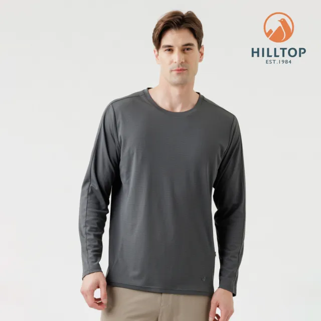 【Hilltop 山頂鳥】POLARTEC抗菌吸濕快乾輕量長袖針織上衣 男款 深灰藍｜PS15XM38ECK0