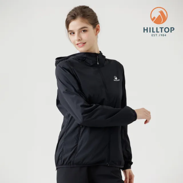 【Hilltop 山頂鳥】超輕量超潑水抗UV彈性外套 可收納 女款 黑｜PS02XFG6ECA0