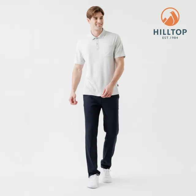 【Hilltop 山頂鳥】Polygiene抗菌抗UV吸濕快乾緹花POLO衫 男款 淺灰｜PS14XMM1ECK1