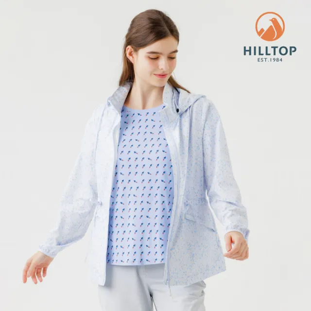 【Hilltop 山頂鳥】超輕量超潑水抗UV施華洛世奇燙鑽印花外套 女款 淺藍｜PS02XFG7ECEZ